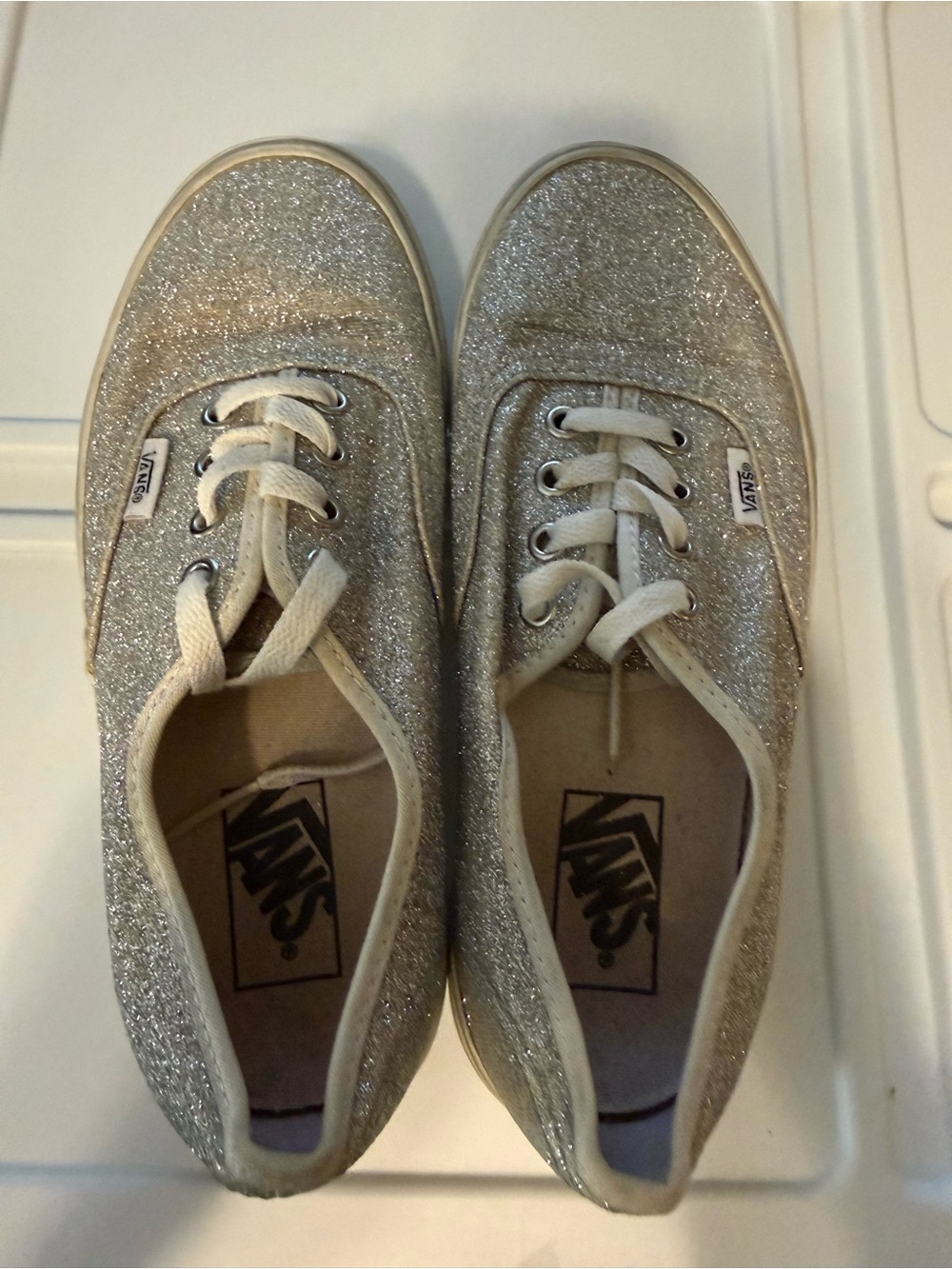 Vans Women's Glitter Low-Top Sneakers in Silver